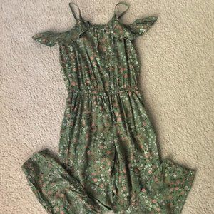 Old Navy Girls Olive Floral Cold Shoulder Jumper Sz L (10-12)